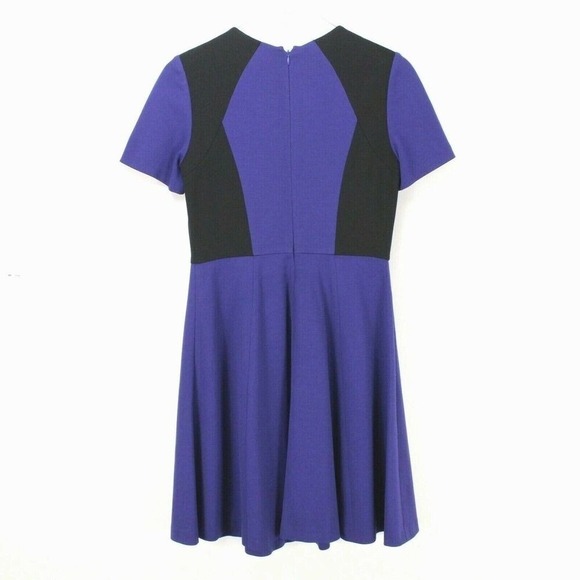Catherine Malandrino Dress 4 Purple Black Short Sleeve Fit Flare Office Business - Picture 2 of 6